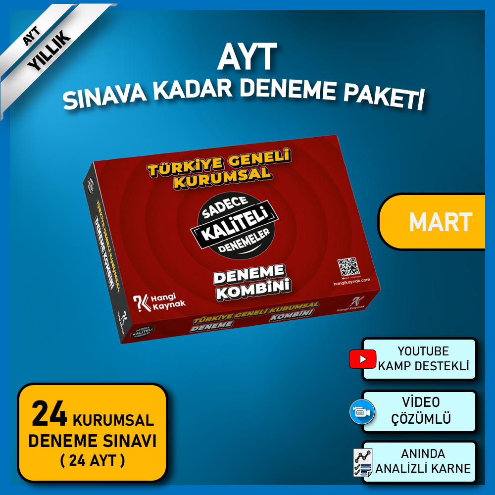 AYT KURUMSAL DENEME PAKETİ (MARTTAN SINAVA KADAR)