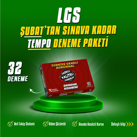2026 LGS ŞUBAT'TAN SINAVA KADAR TEMPO DENEME PAKETİ