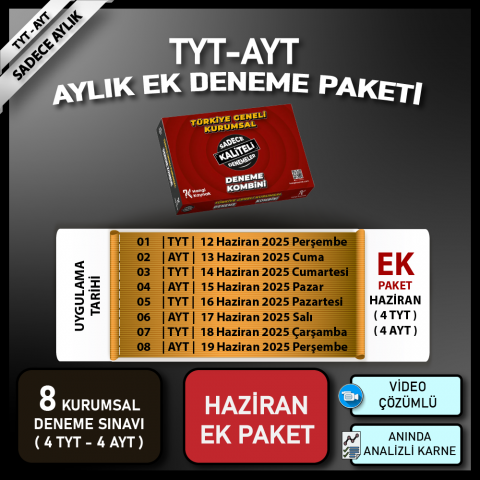 TYT-AYT HAZİRAN EK DENEME PAKETİ