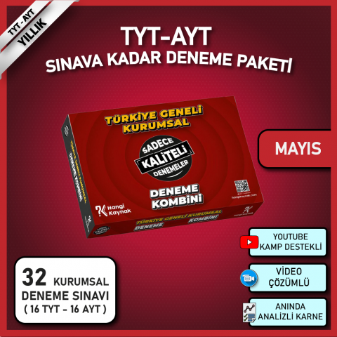 TYT-AYT KURUMSAL DENEME PAKETİ (MAYISTAN SINAVA KADAR)