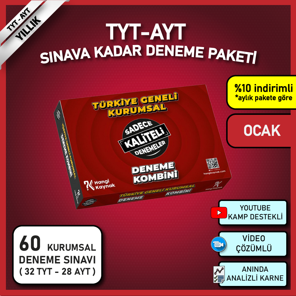 TYT-AYT KURUMSAL DENEME PAKETİ (OCAKTAN SINAVA KADAR)